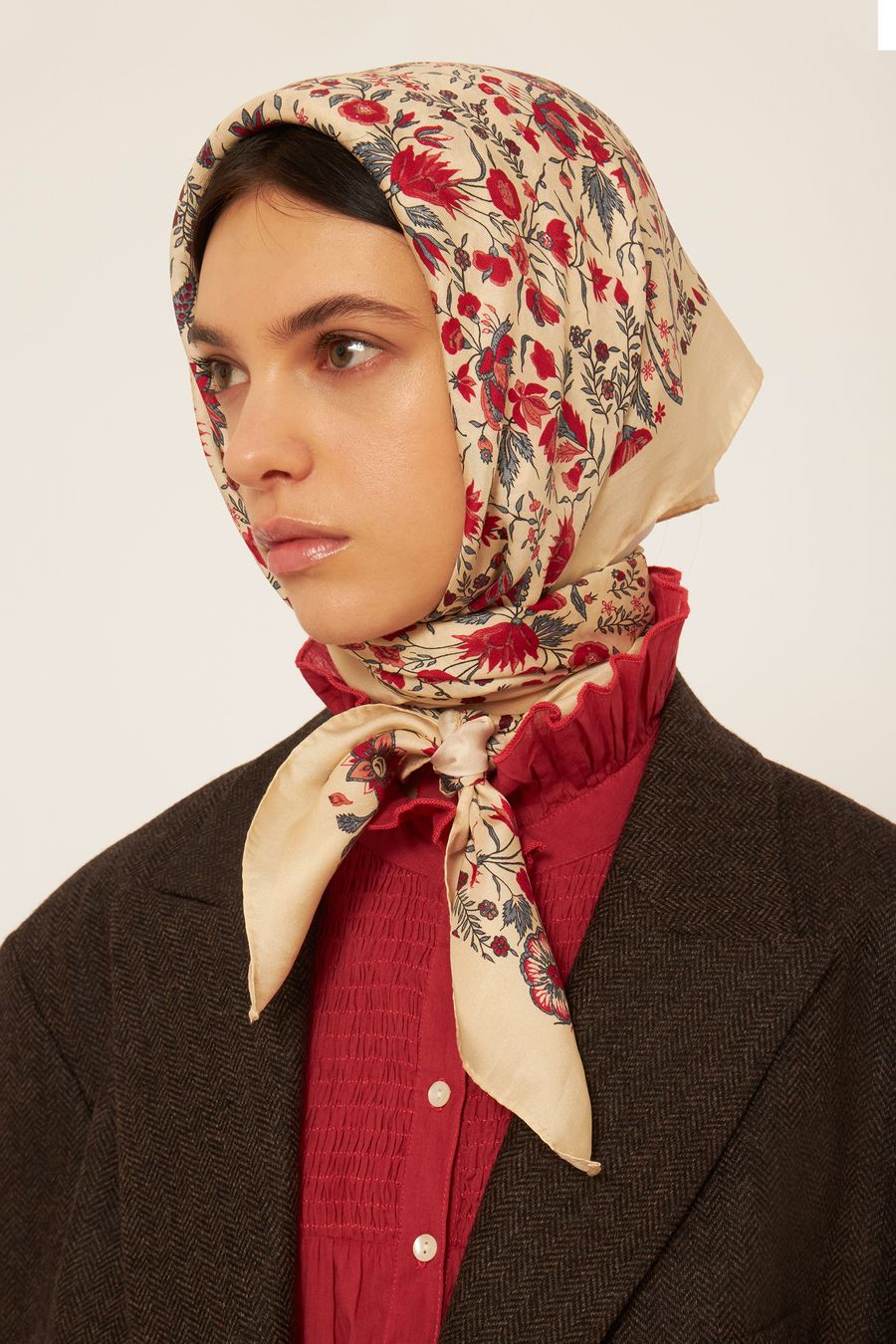 Antikbatik Annie floral scarf - Cream