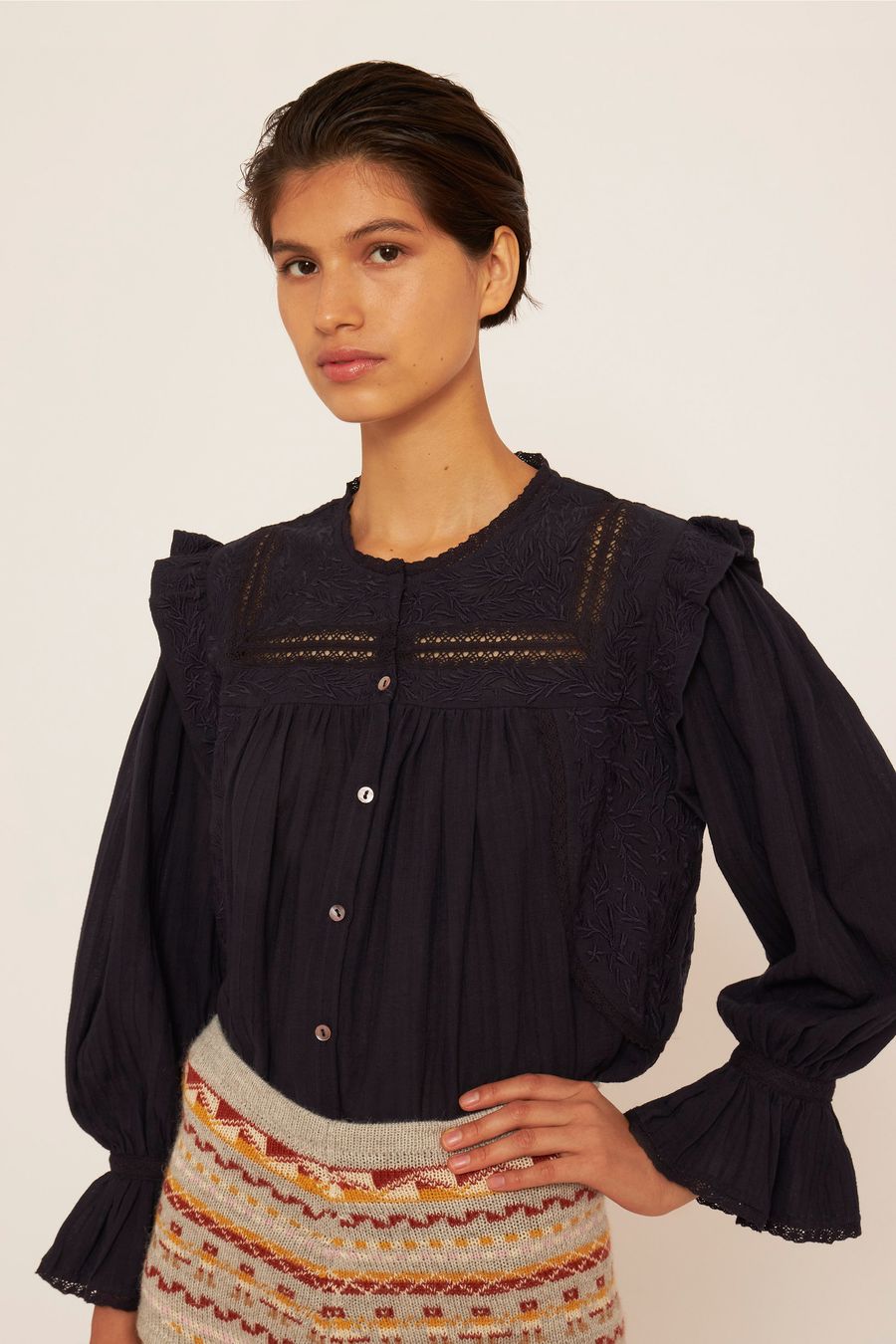 Antikbatik Bernardo embroidered blouse 