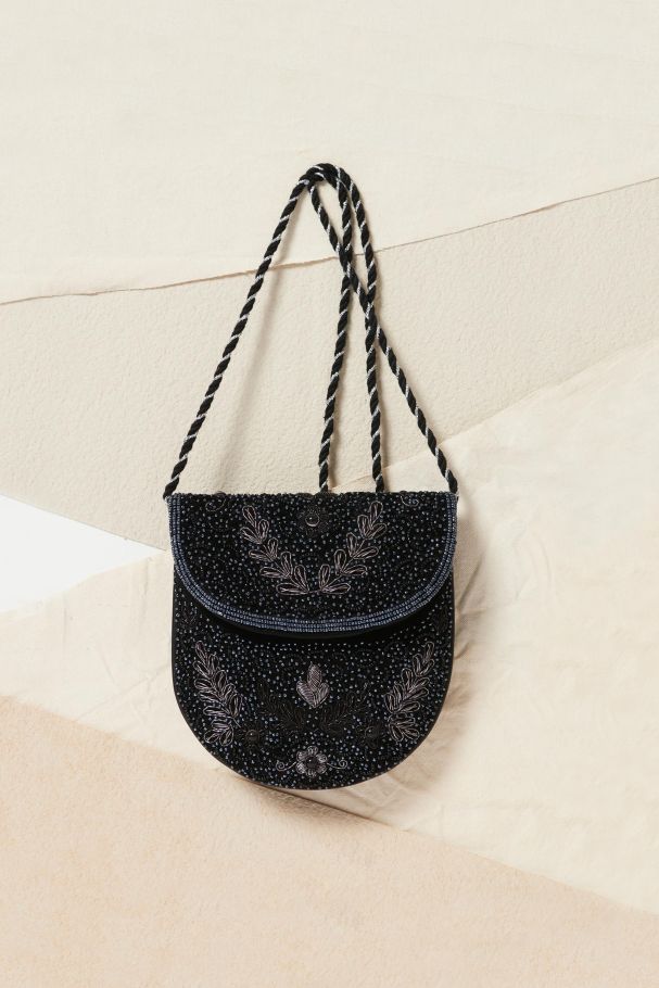 Antikbatik Marie embroidered bucket bag - Black