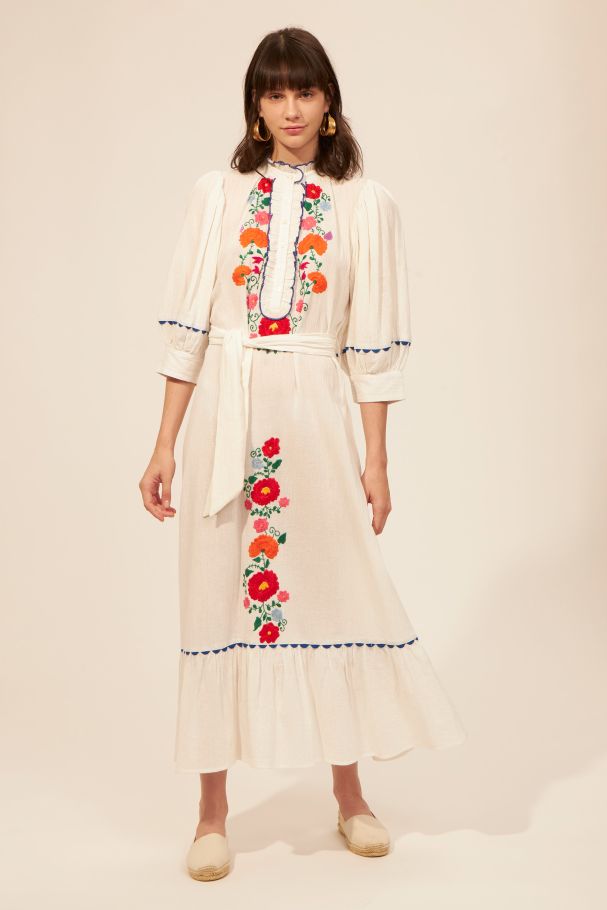 Antikbatik Clothilde long embroidered dress