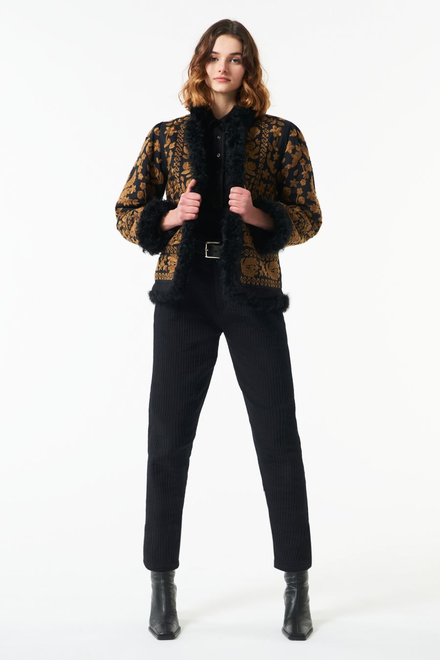 Antikbatik Huga fur jacket - Black and gold