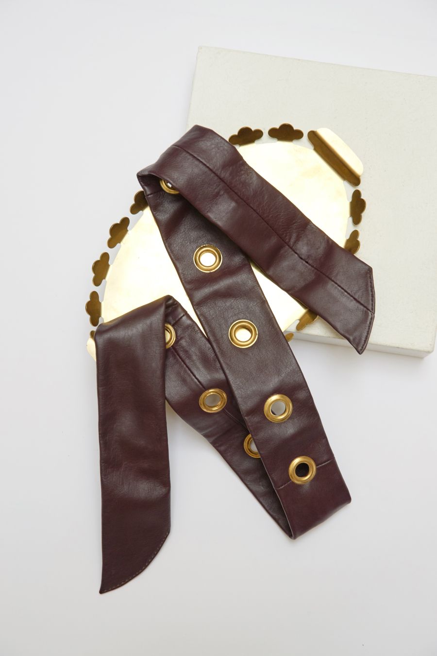 Antikbatik Burgundy Knoti Wide Leather Tie Belt
