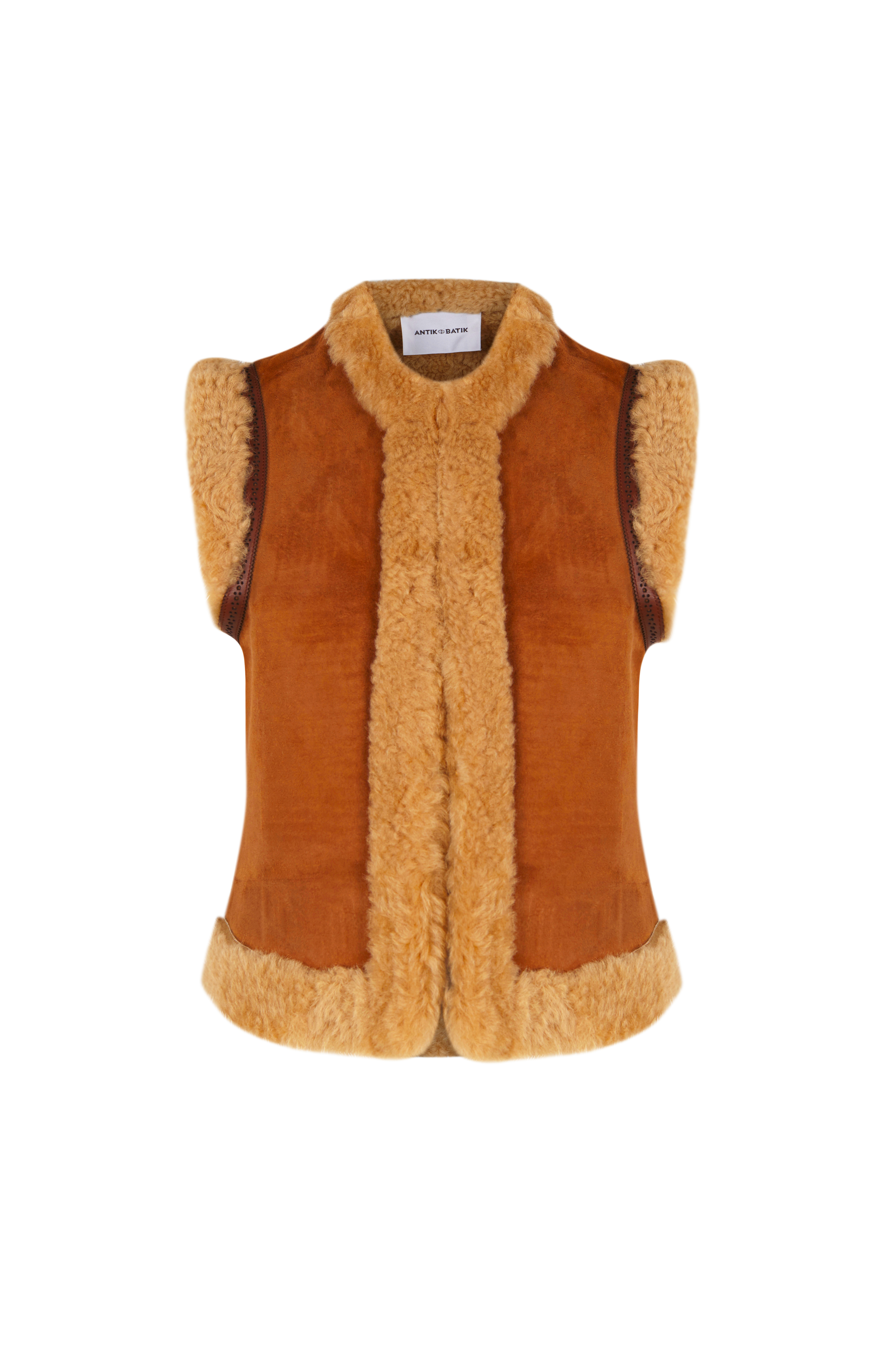 A packshot of the Dimera gilet, which is a fur gilet.